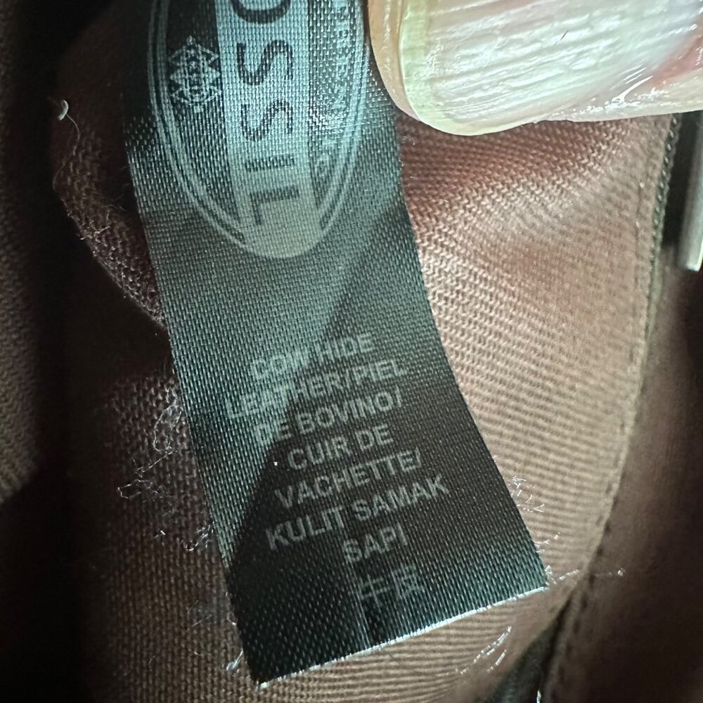 Fossil Brown Leather Crossbody Bag With Front Zip Pocket & Adjustable Strap - Picture 5 of 12